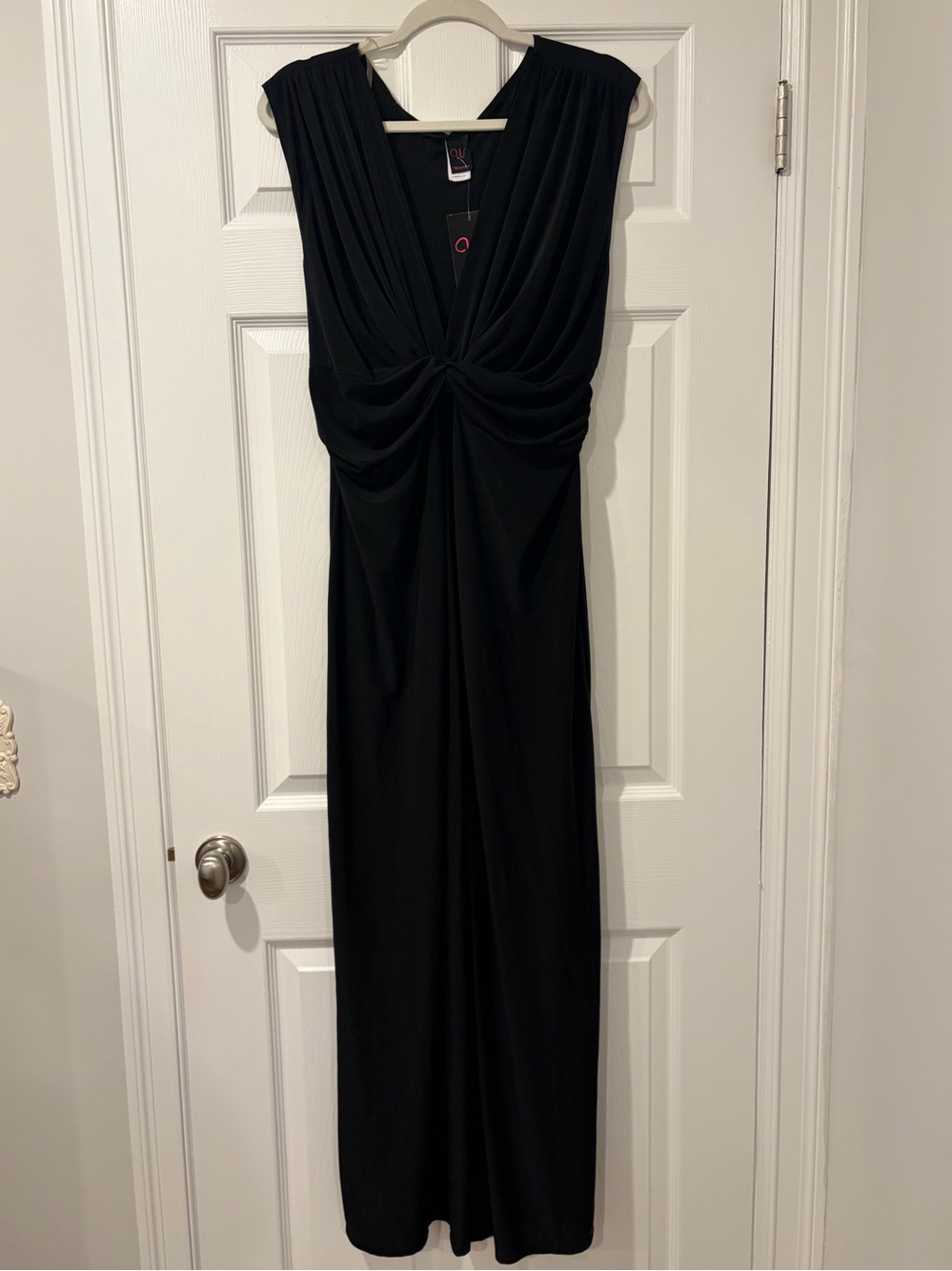 Wrapper Black Knot-Front Maxi Dress